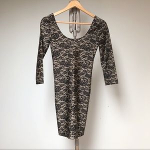 F21 black faux lace open back dress